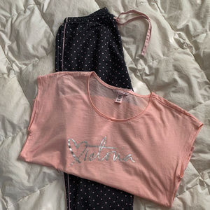 Flannel Victoria Secret PJ Set with silver